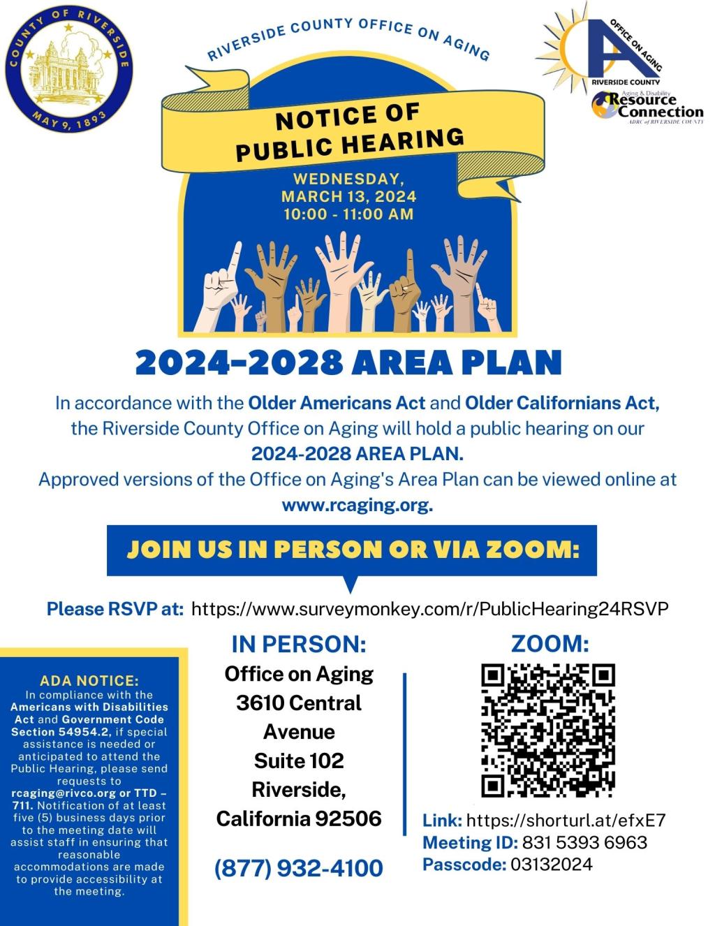 Area Plan 2024-2028 Public Hearing Flyer