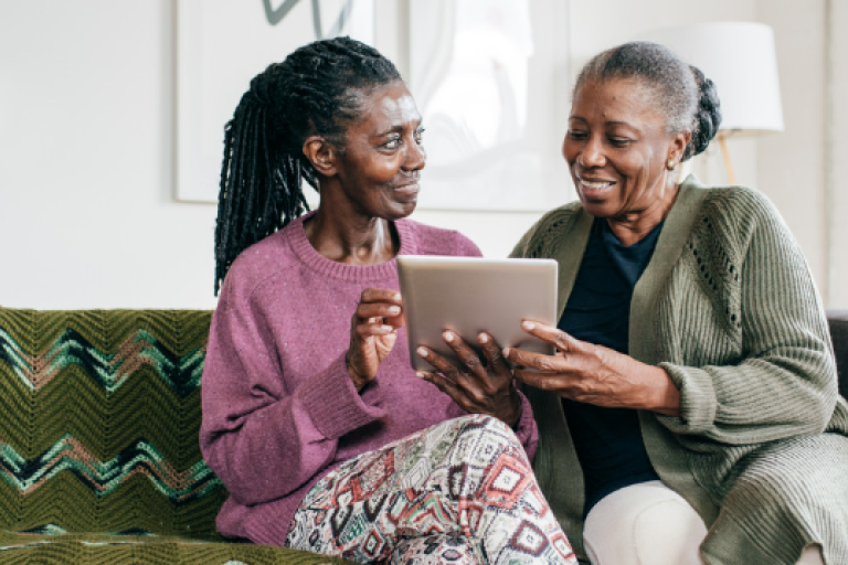 Senior women using computer